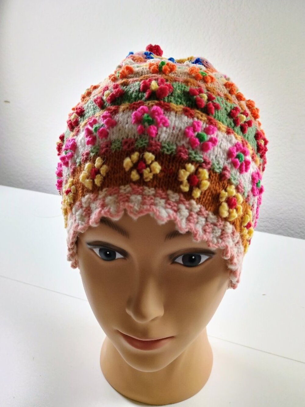 Handcrafted Multicolored Floral Design Sheep's Wool Chullo